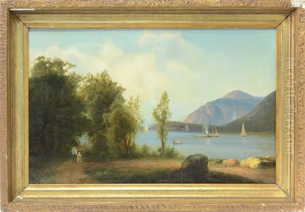 Hudson River View With Steam Launch Oil Painting by Max Eglau