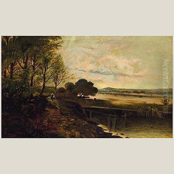 Paisaje Fluvial Oil Painting by Eugenio Arruti Y Gonzalez-Pola