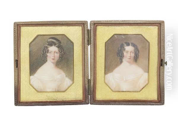 A Pair Of Portraits Of Two Ladies by William Egley