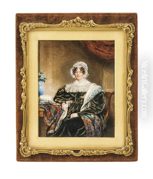 Portrait De Femme, Portant Un Chale Colore Oil Painting by William Egley