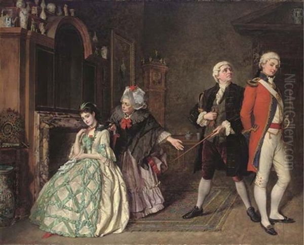 Captain Absolute's Introduction To Lydia Languish - Lydia, I Won't Even Speak To Or Look At Him, Etc - The Rivals Oil Painting by William Maw Egley