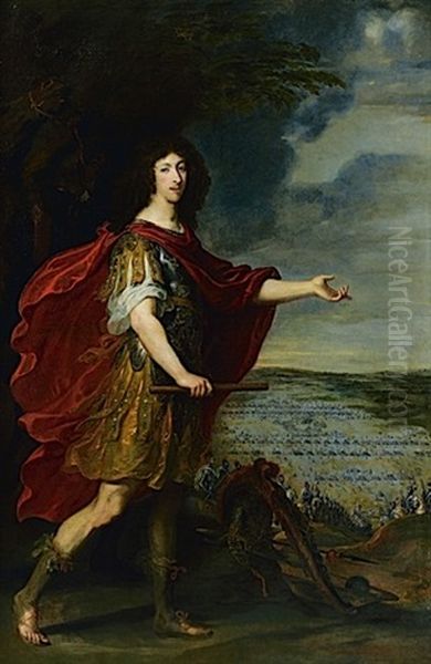 Portrait Du Grand Conde Devant Le Champs De Bataille De Rocroi Oil Painting by Justus van (Verus ab) Egmont