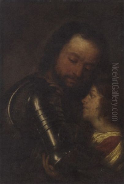 A Page Arming A Knight Oil Painting by Justus van (Verus ab) Egmont