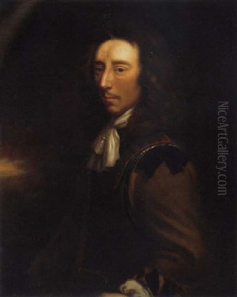 Portrait Of Sir Algernon Sidney In A Buff Coat, Breast Plate And White Stock, In A Landscape Oil Painting by Justus van (Verus ab) Egmont