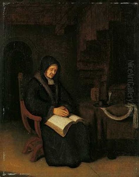 Interieur Mit Dame Und Buch Oil Painting by Pieter Cornelisz van Egmont