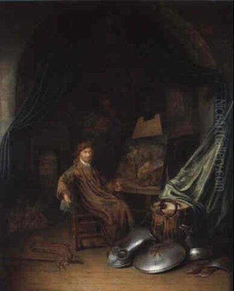 Portrait Du Peintre Dans Son Atelier Oil Painting by Pieter Cornelisz van Egmont