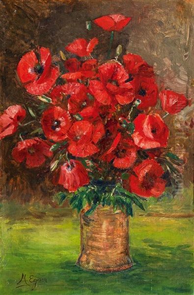 Poppies In A Vase Oil Painting by Marie Egner