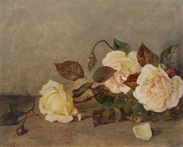 Still Life With Roses Oil Painting by Marie Egner