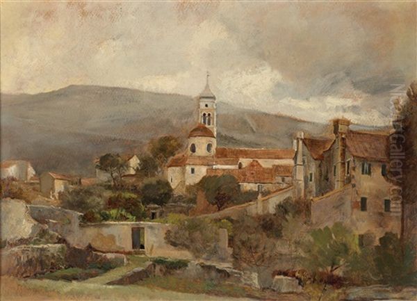 Blick Auf Die Madonnenkirche In Lusinn-grande Oil Painting by Marie Egner