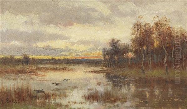 Kleine Moorlandschaft In Der Dammerung Oil Painting by Marie Egner