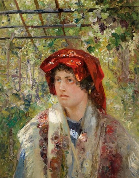 Madchen In Der Pergola Oil Painting by Marie Egner