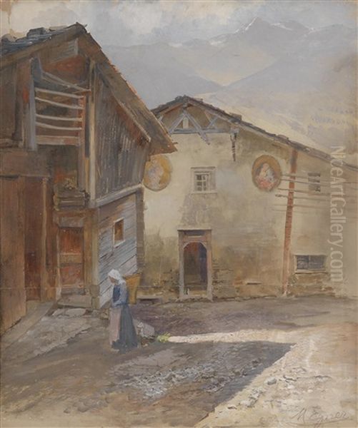 Gehoft In Sudtirol Oil Painting by Marie Egner