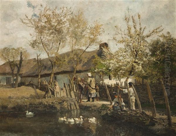 Fruhling Im Dorf Oil Painting by Marie Egner