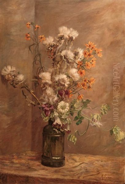 Herbstblumenstraus Oil Painting by Marie Egner