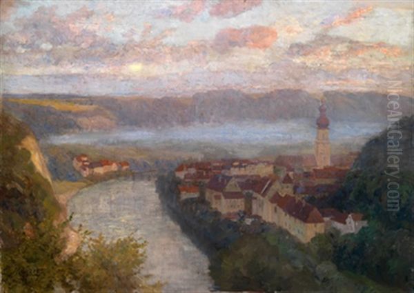 Abend In Burghausen Oil Painting by Marie Egner