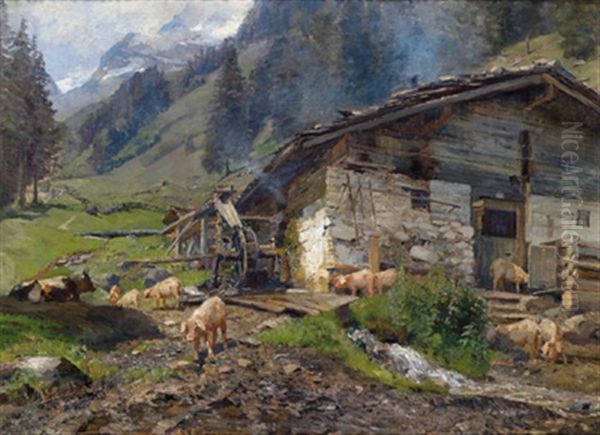 Idylle Auf Der Alm Oil Painting by Marie Egner