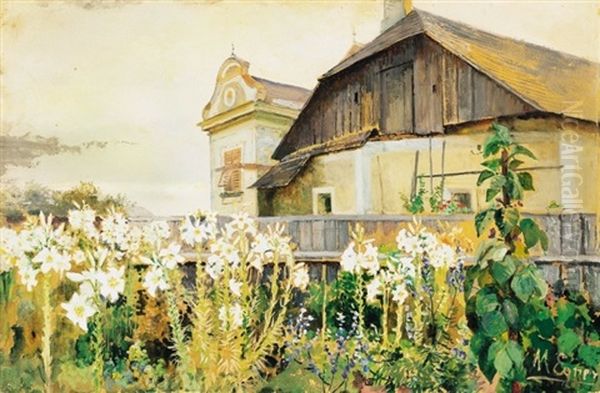 Viragzo Kert (blooming Garden) Oil Painting by Marie Egner