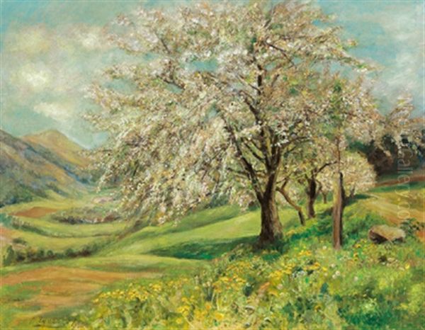 Fruhlingslandschaft Oil Painting by Marie Egner