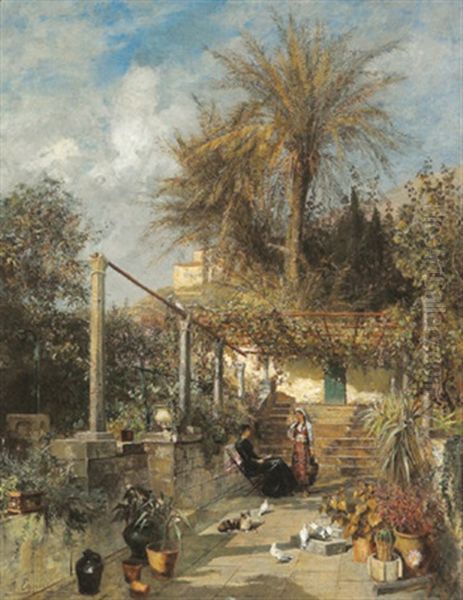 Unter Der Pergola Oil Painting by Marie Egner