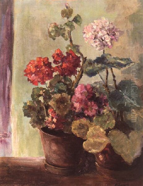 Pelargonien Oil Painting by Marie Egner