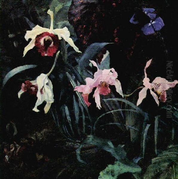 Orchideen Oil Painting by Marie Egner