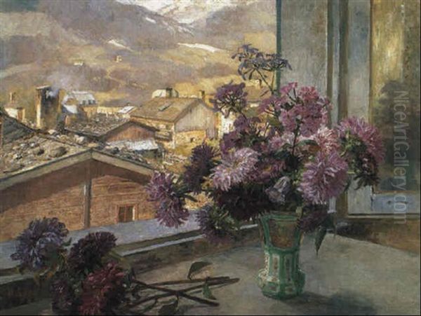 Astern Am Fenster Oil Painting by Marie Egner