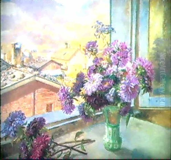 Astern Am Fenster Oil Painting by Marie Egner