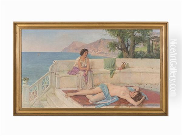 Roman Bathers Oil Painting by Sergei Semenovitch Egornov