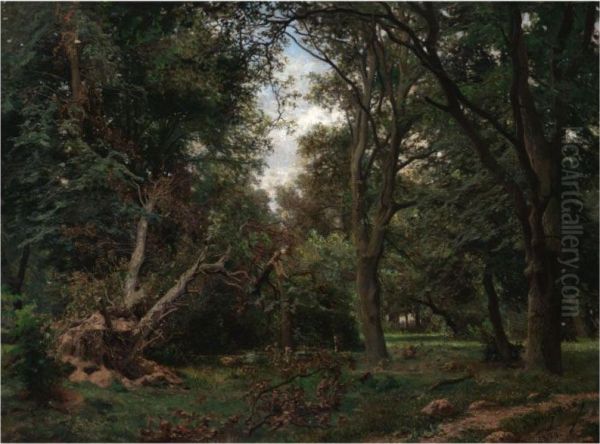 Forest Clearing Oil Painting by Arseny Ivanovich Meshchersky