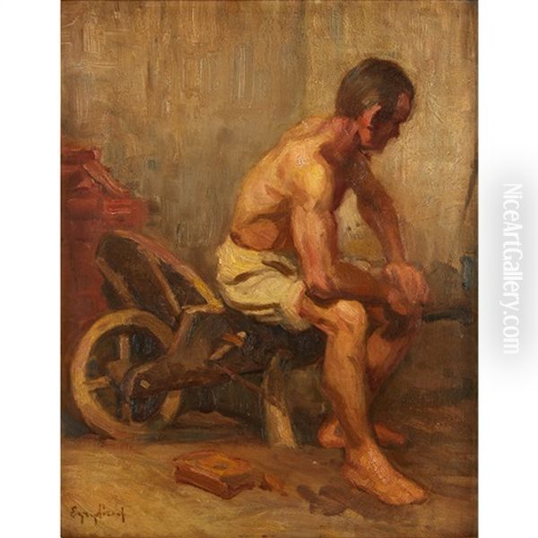 Man At Rest Oil Painting by Jozsef Egry