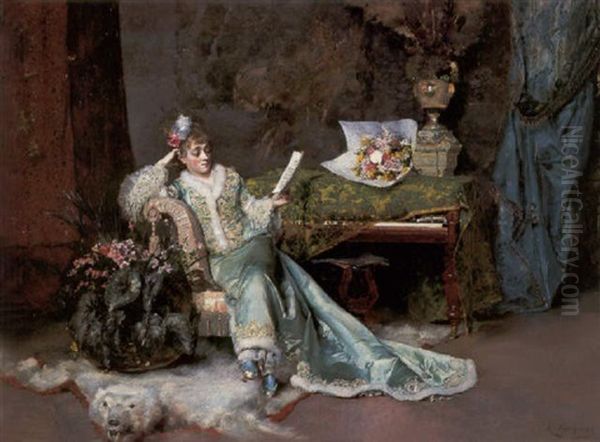 Reading The Love Letter Oil Painting by Rogelio De Egusquiza