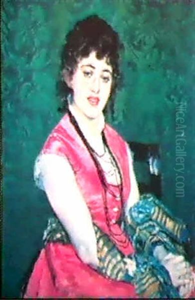 Retrato De Aline Mason Oil Painting by Rogelio De Egusquiza