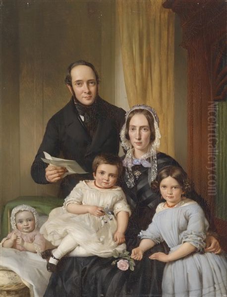 Familienbildnis Oil Painting by Adrianus Johannes Ehnle