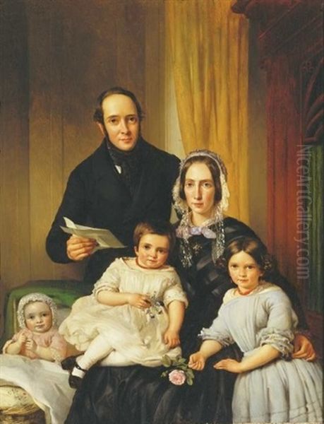 Csalad (family) Oil Painting by Adrianus Johannes Ehnle