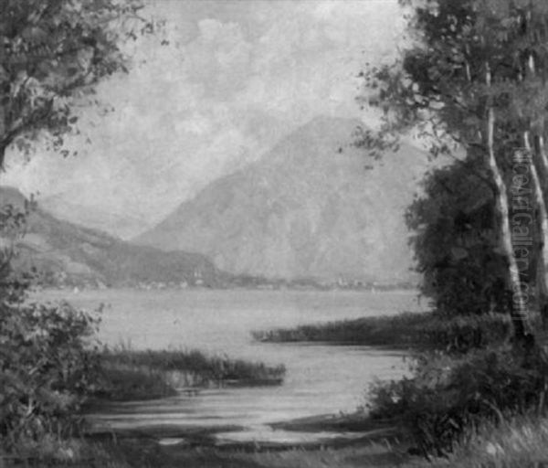 Blick Uber Den Tegernsee Oil Painting by Paul Ehrenberg