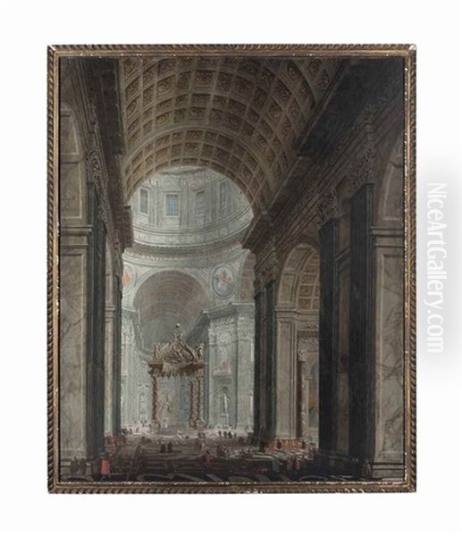 The Interior Of St. Peter's, Rome Oil Painting by Wilhelm Schubert van Ehrenberg