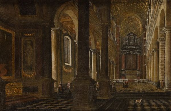 Interior De Iglesia Con Figuras Oil Painting by Wilhelm Schubert van Ehrenberg