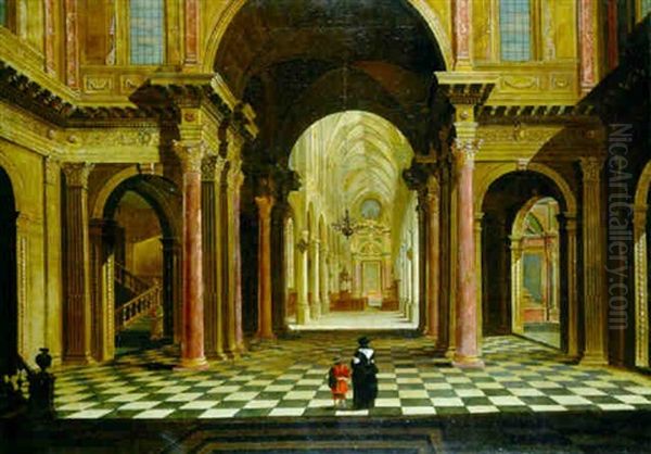 A Classica Atrium In A Gothic Church Oil Painting by Wilhelm Schubert van Ehrenberg