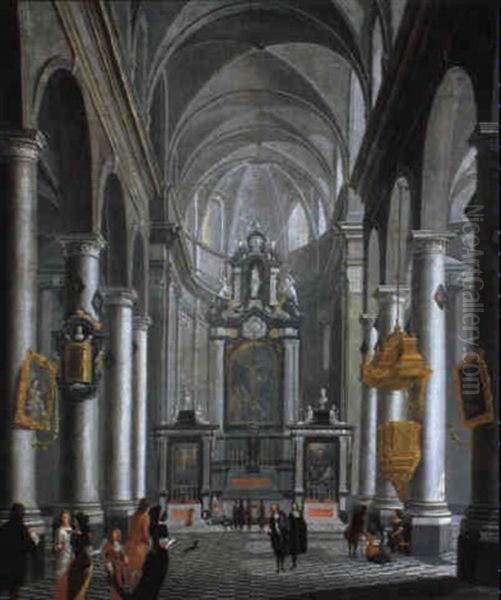 Kircheninneres Mit Figuren Oil Painting by Wilhelm Schubert van Ehrenberg