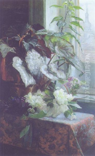 Blumen Am Fenster Oil Painting by Ella Ehrenberger