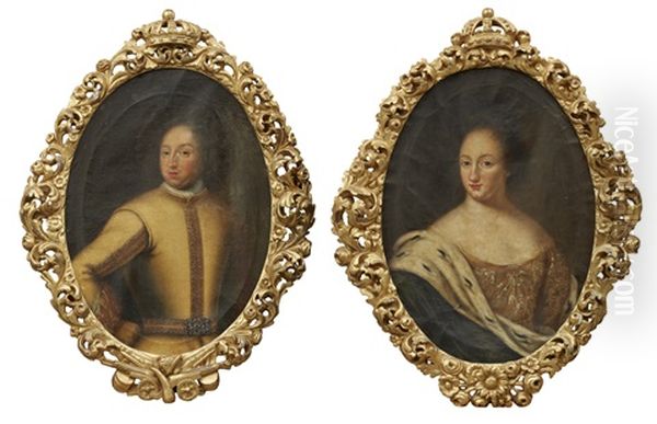 Portratt Av Karl Xi Och Drottning Ulrika Eleonora Oil Painting by David Klocker Von Ehrenstrahl