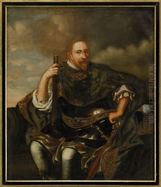 Portratt Av Kung Gustav Ii Adolf (1594-1632) Oil Painting by David Klocker Von Ehrenstrahl