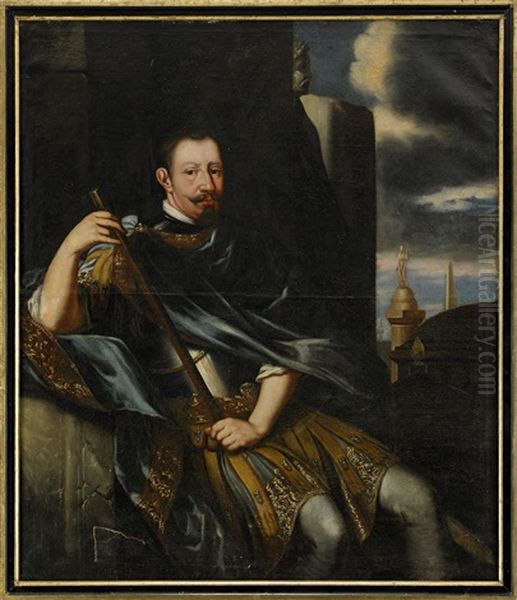 Portratt Av Kung Sigismund Av Sverige - Kung Zygmunt Iii Waza Av Polen-litauen (1566-1632) Oil Painting by David Klocker Von Ehrenstrahl