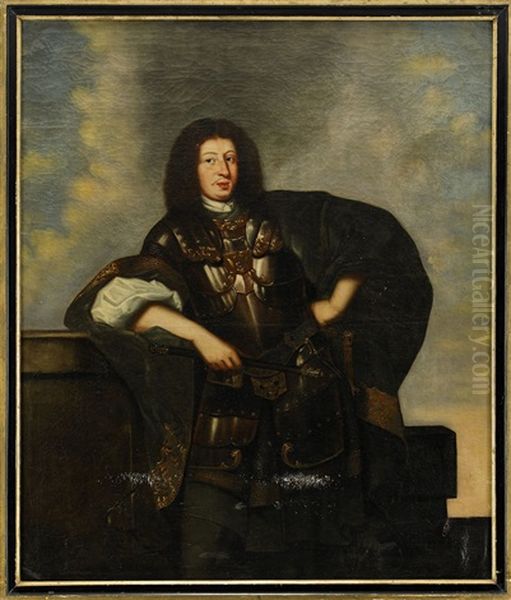 Portratt Av Kung Karl Xi (1655-97) Oil Painting by David Klocker Von Ehrenstrahl