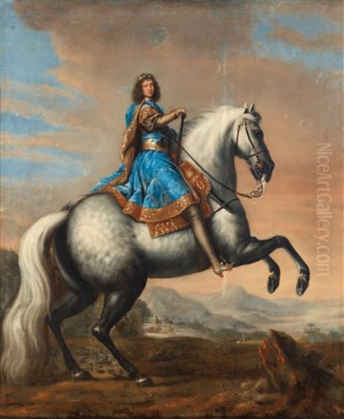 Karl Xi Till Hast Oil Painting by David Klocker Von Ehrenstrahl