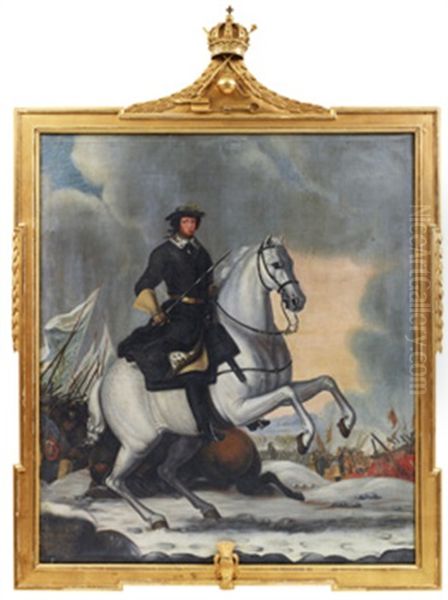 Karl Xi Vid Slaget Vid Lund Oil Painting by David Klocker Von Ehrenstrahl