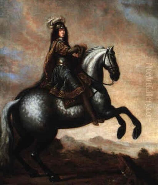 Equestrian Portrait Of Charles Xi Of Sweden Oil Painting by David Klocker Von Ehrenstrahl