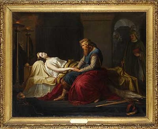 Kaiser Karl Trauernd Bei Seiner Verstorbenen Gemahlin Fastrade Oil Painting by Carl Ludwig Adolf Ehrhardt