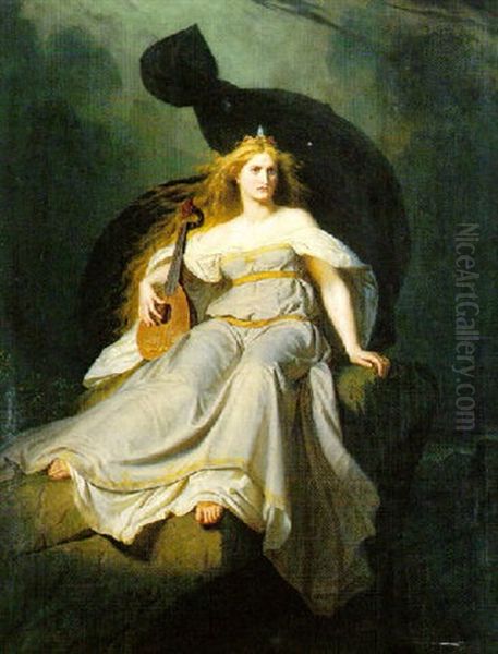 The Muse Of Music Oil Painting by Carl Ludwig Adolf Ehrhardt