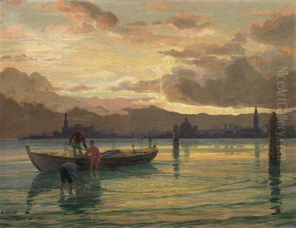 Fischer In Der Lagune Vor Venedig Oil Painting by Bruno Ehrich